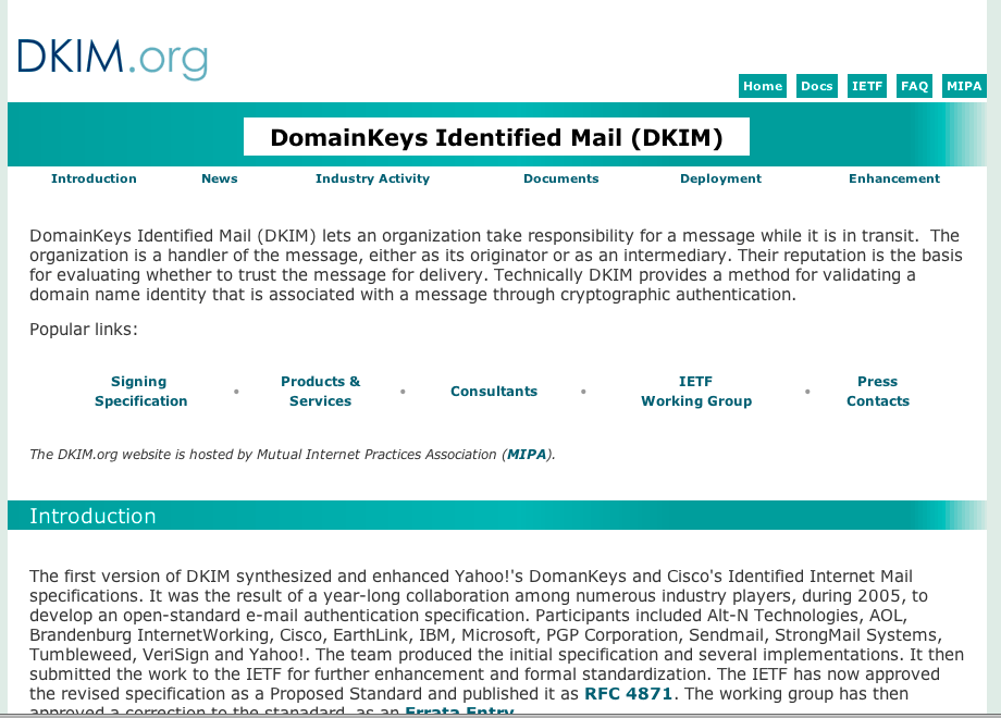 Ajout d'une signature dkim et domainkeys mail