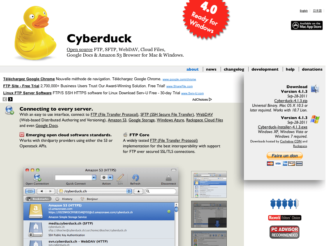 Cyberduck 4.1.3 ftp and sftp browser free