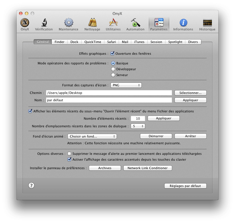 OnyX 2.4.2b1 mac os x lion