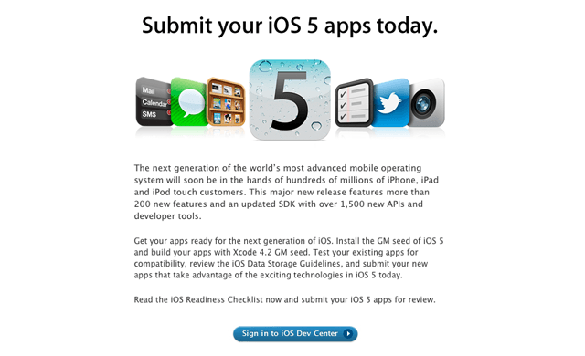 Submit your iOS 5 apps today