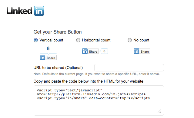 Add LinkedIn Share to your site or blog