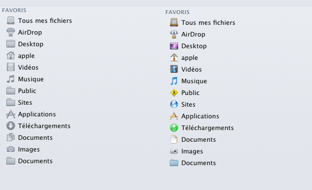 Icones colors dans sidebar du Finder lion