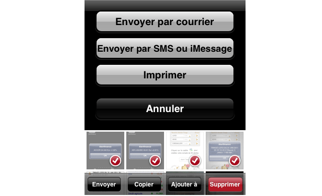 Envoyez plusieurs photos par email ou mms