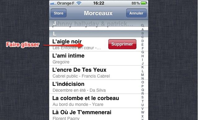 Supprimer une musique directement sur l'iPhone