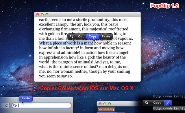 Copier Coller faon iOS sur Mac OS X Lion