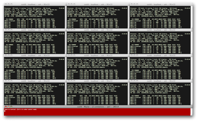 CsshX is a tool to use multiple SSH sessions