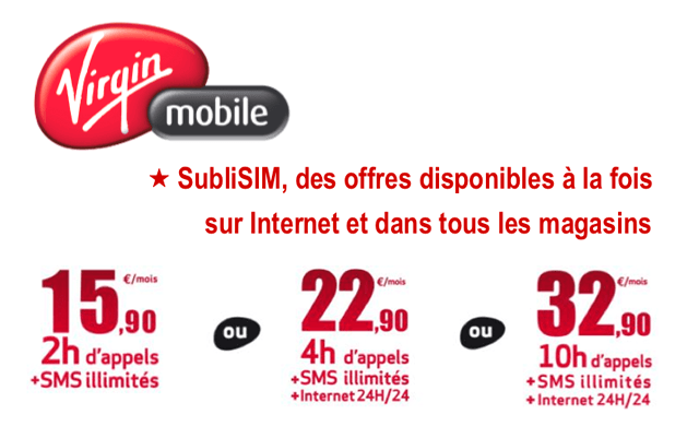 SubliSIM forfaits mobiles Lowcost de Virgin Mobile