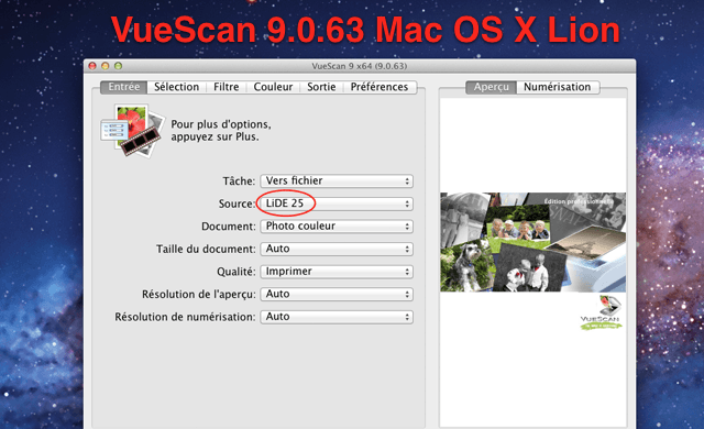 VueScan drivers & software scanner Mac OS X Lion
