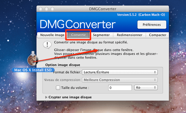 Faire un iso  partir d'une image disque Mac OS X