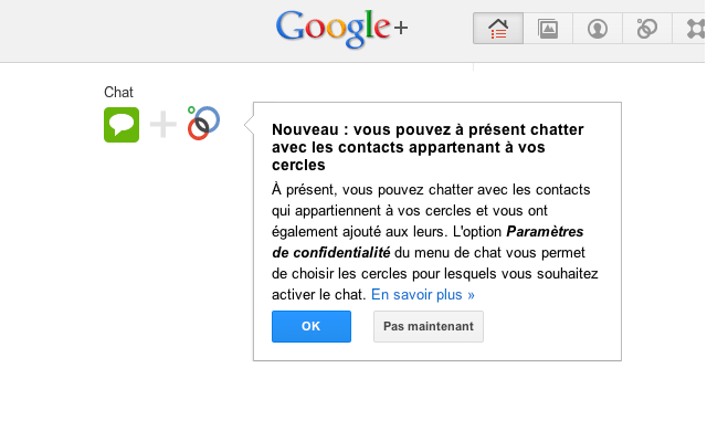 Google+ ouvre le chat avec ses contacts