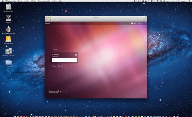 Ubuntu dans Vmware Fusion 4.1 Mac OS X Lion