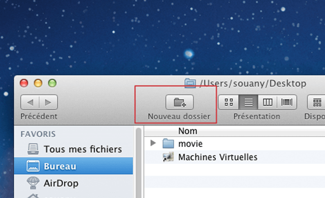 Ajouter icne nouveau dossier dans Finder OS X