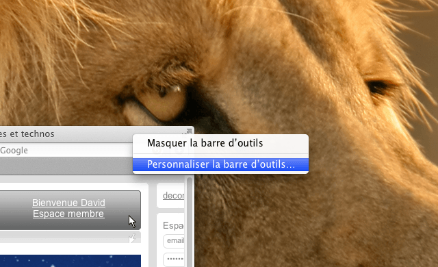 Personnaliser Safari 5 Mac OS X Lion