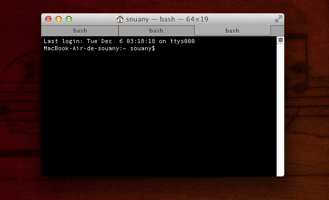 Afficher onglets dans terminal Mac OS X Lion