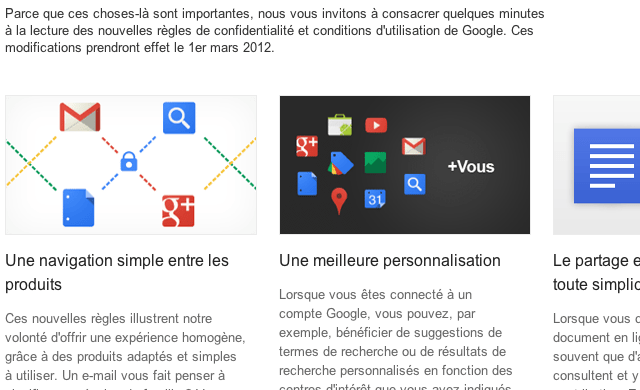 Nouvelles rgles de confidentialit de Google