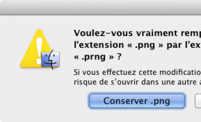 Dsactiver message d'alerte changement d'extension