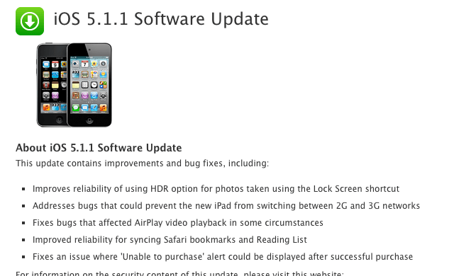 IOS 5.1.1 Software Update