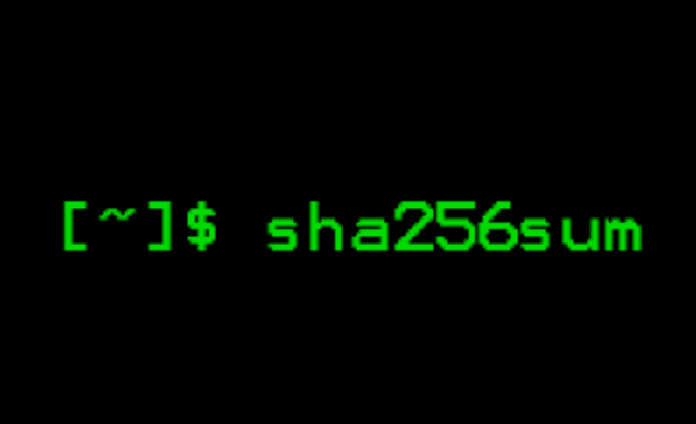 Test sha256sum of a file on linux