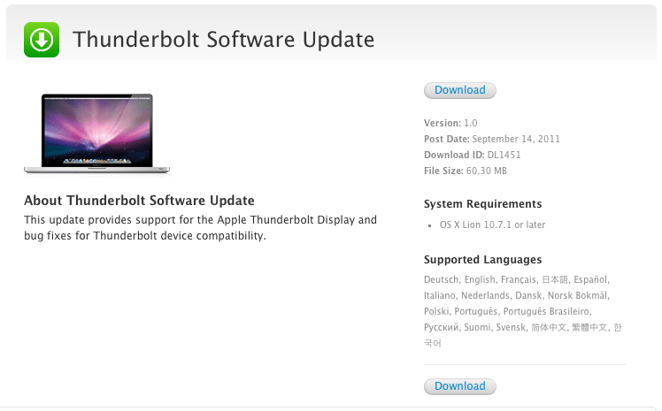 Thunderbolt Software Update