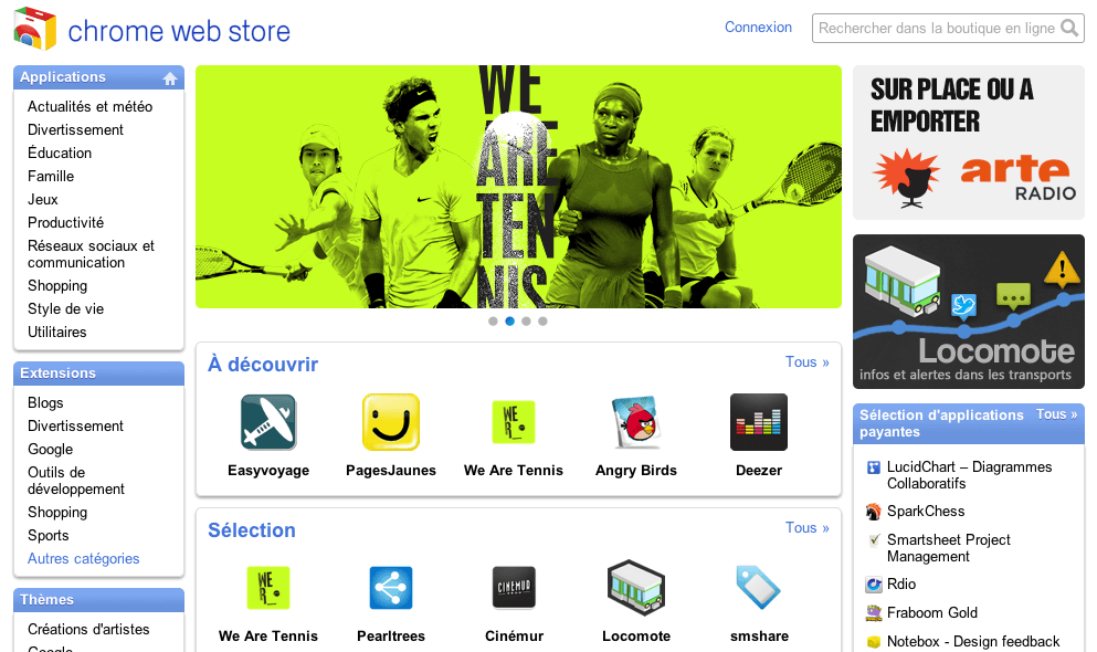 Ouverture du Chrome Web Store en france