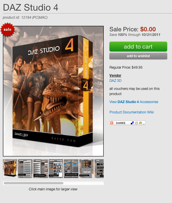 DAZ Studio 4 $0.00 until 10/31/2011